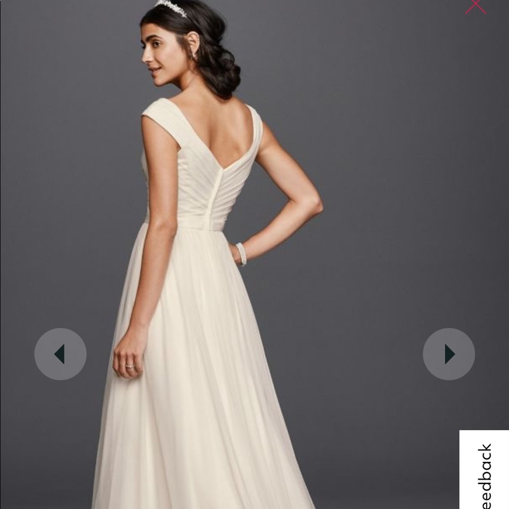 David’s Bridal A-line Tulle Wedding Gown with Beaded Sash - Picture 2 of 12